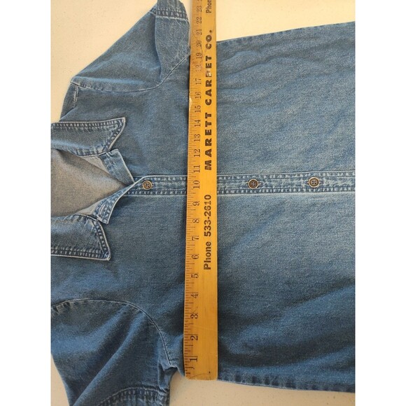 Nordstrom Women's Button Front  Maxi Denim Dress Sz 12 Faded Hem Mark See Photos - Picture 4 of 10